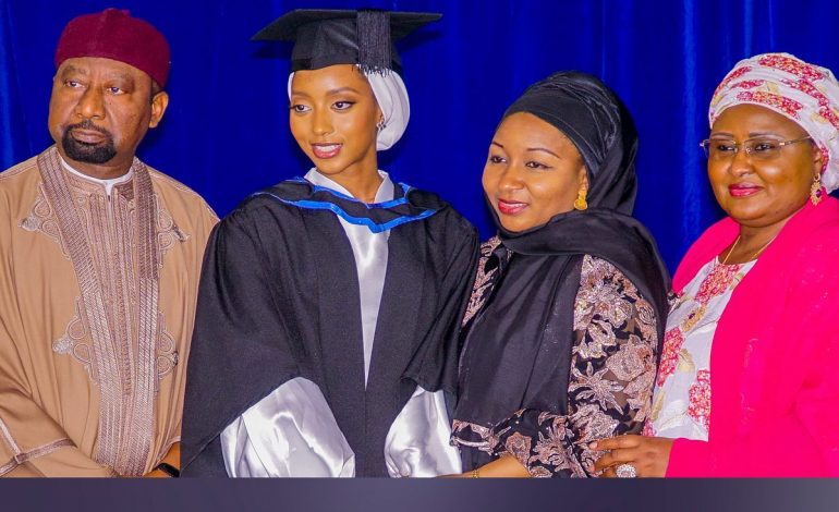 Aisha Buhari Congratulates Daughter- In-Law For Graduating With 1st Class Honours…Posts Graduation Ceremony Pictures