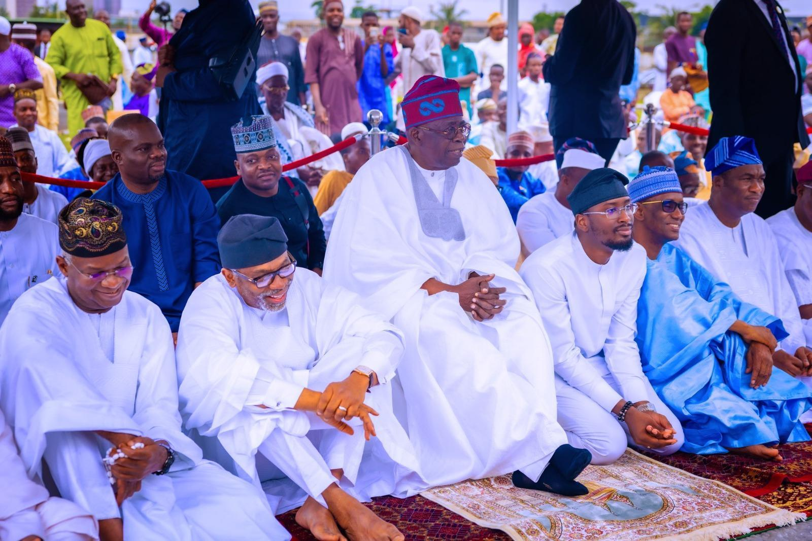 In Pictures: President Tinubu Observes Eid Prayer As Nigeria’s First Citizen For The First Time