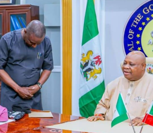 In Pictures: Gov Adeleke Prays For Sola Ajala, Blesses His Appointment Letter