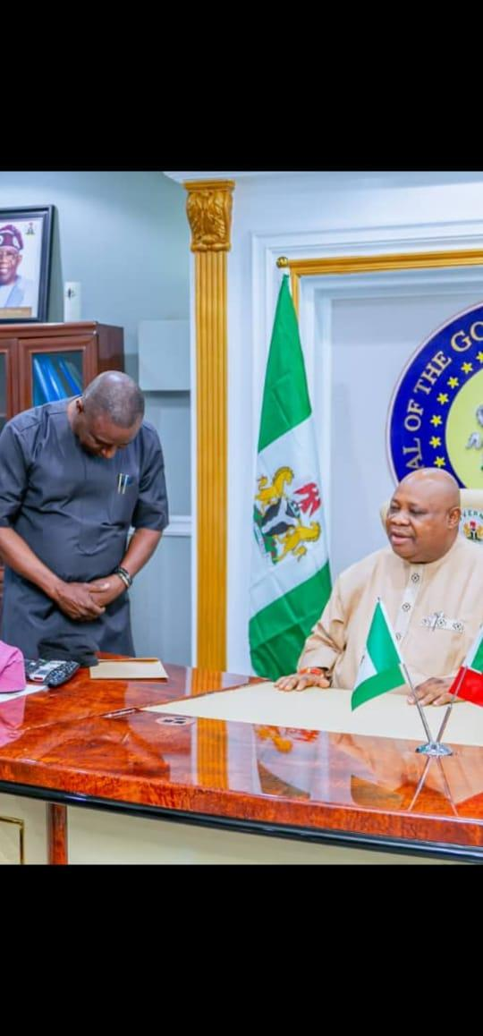 In Pictures: Gov Adeleke Prays For Sola Ajala, Blesses His Appointment Letter