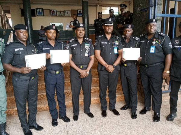 In Pictures: Policemen Who Assisted Woman To Change Flat Tyre On Iseyin- Ibadan Expressway Receive Commendation Letters In Ibadan