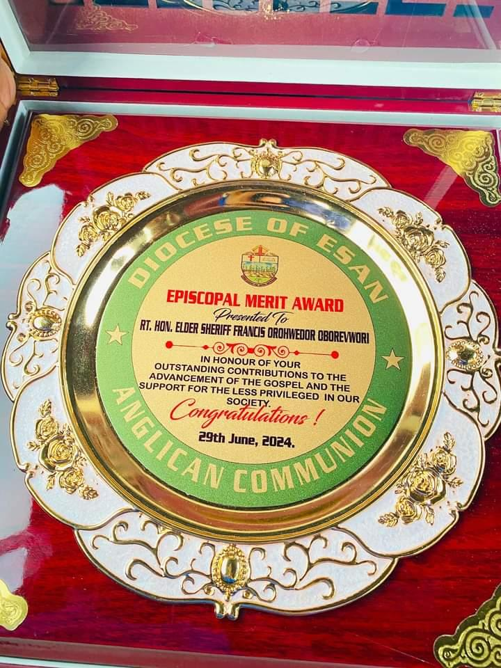 Service To Humanity: Anglican Church Honours Gov Oborevwori With Merit Award In Edo