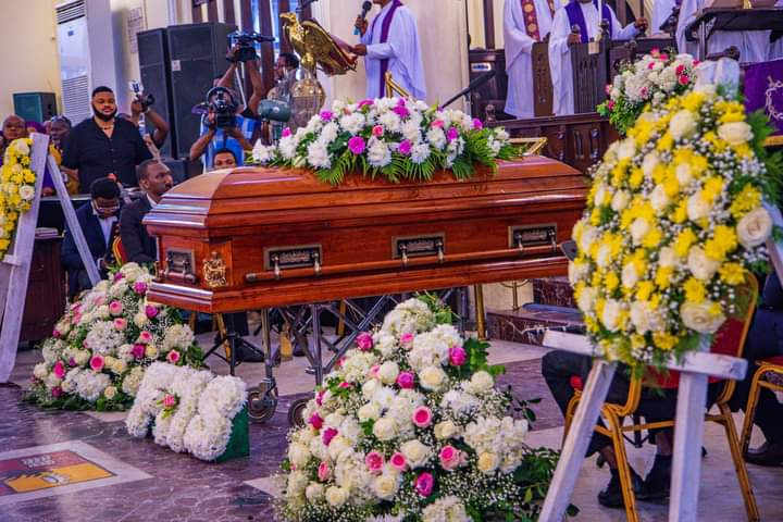 In Pictures: Akpabio, Gbajabiamila, Dangote, Governors, Ex-Gov Ahmed, Monarchs, Others Attend Florence Saraki’s Funeral In Lagos