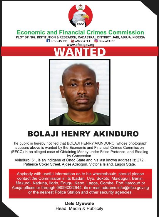 Oil Dealer, Bolaji Akinduro, Declared Wanted By EFCC