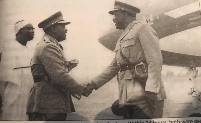 Throwback Picture Of Ironsi, Fajuyi And Fadahunsi At Ibadan Airport Shortly Before 1966 Bloody Countercoup