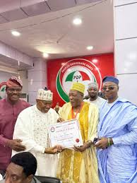 2027 Kwara Guber: Bolakale Kawu Receives Certificate of Return At PDP National Secretariat